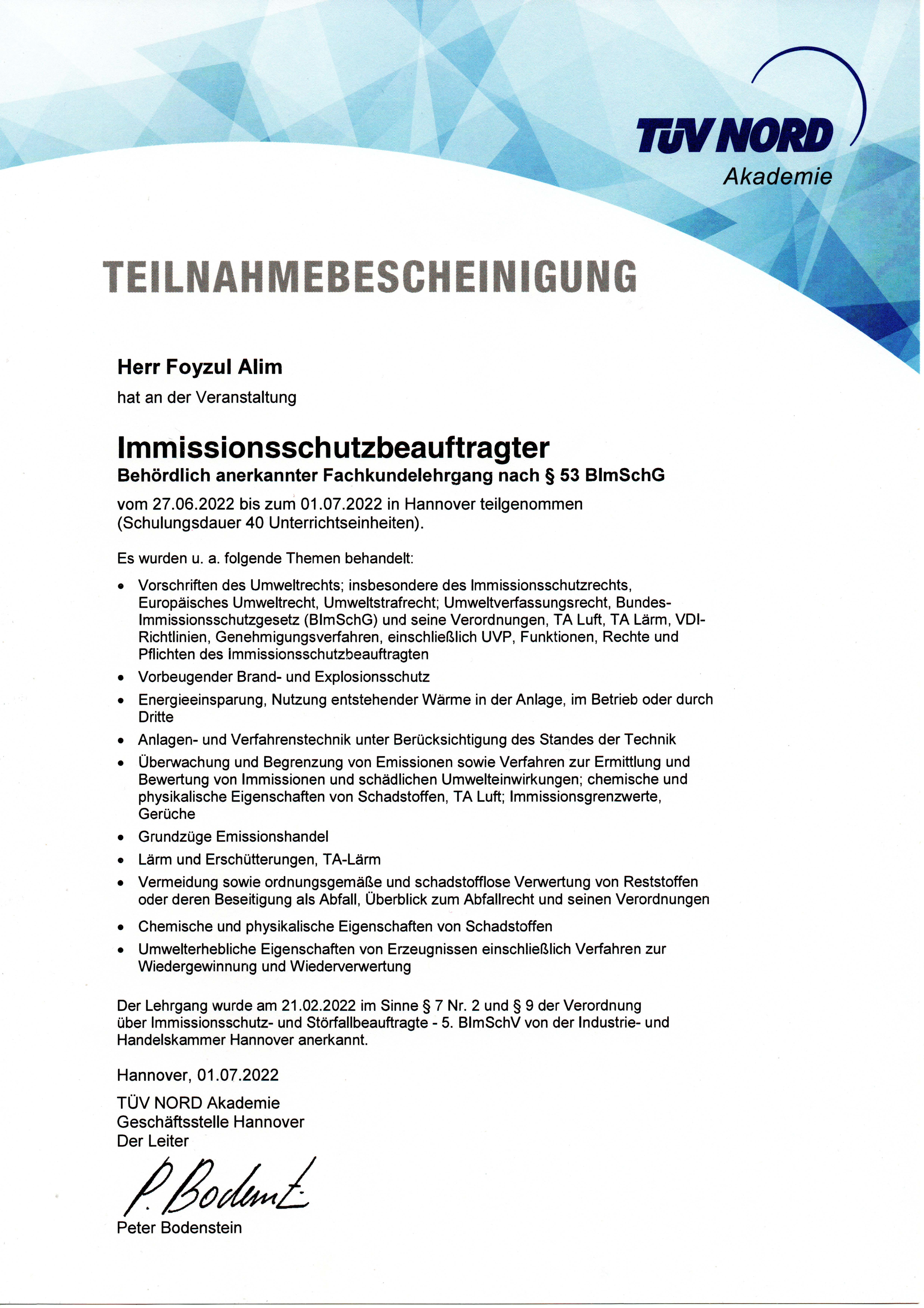 Immissionsschutzbeauftragter
